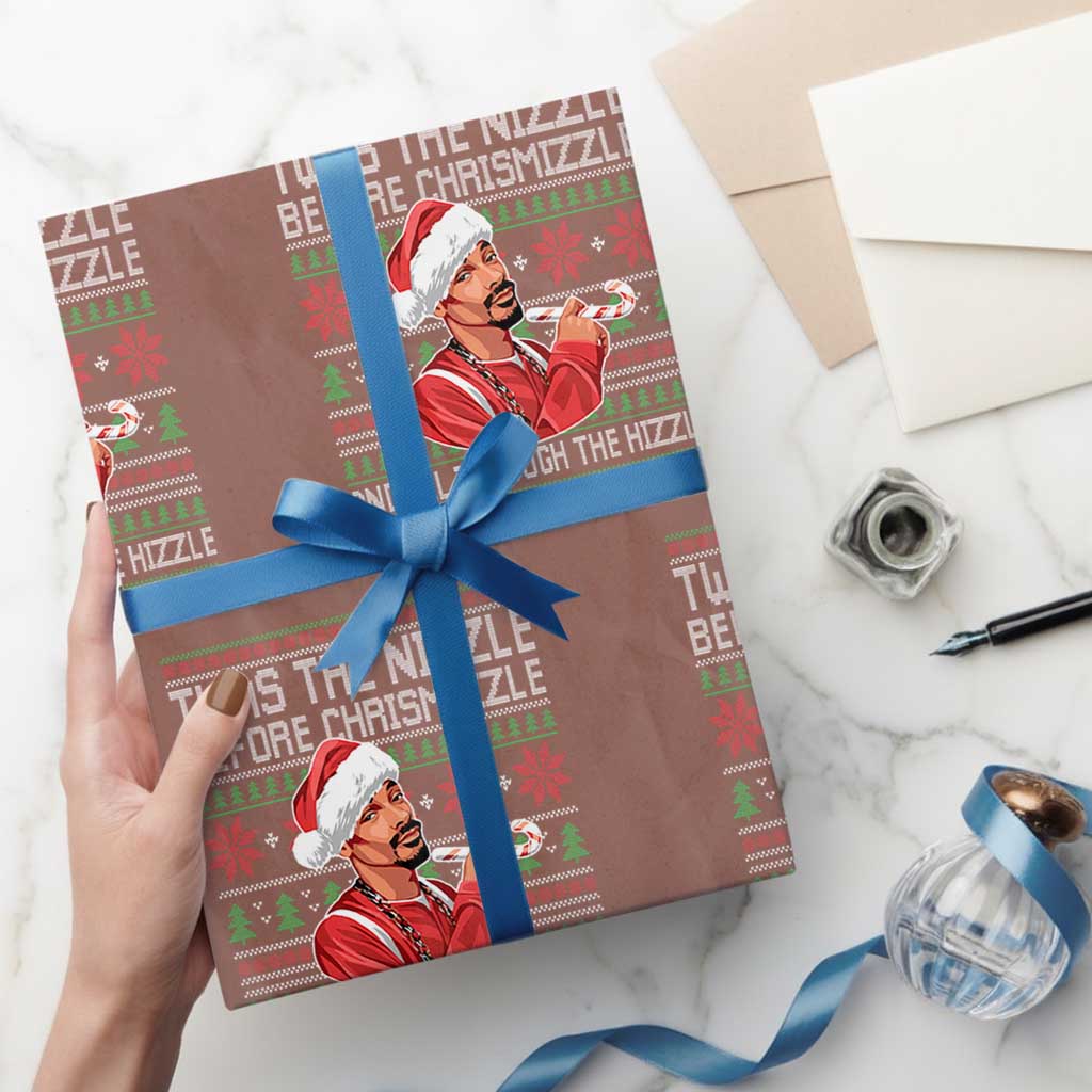 Funny Christmas Hip Hop Rap Gang Wrapping Paper Roll Twas The Nizzle Before Chrismizzle And All Through The Hizzle - Wonder Print Shop