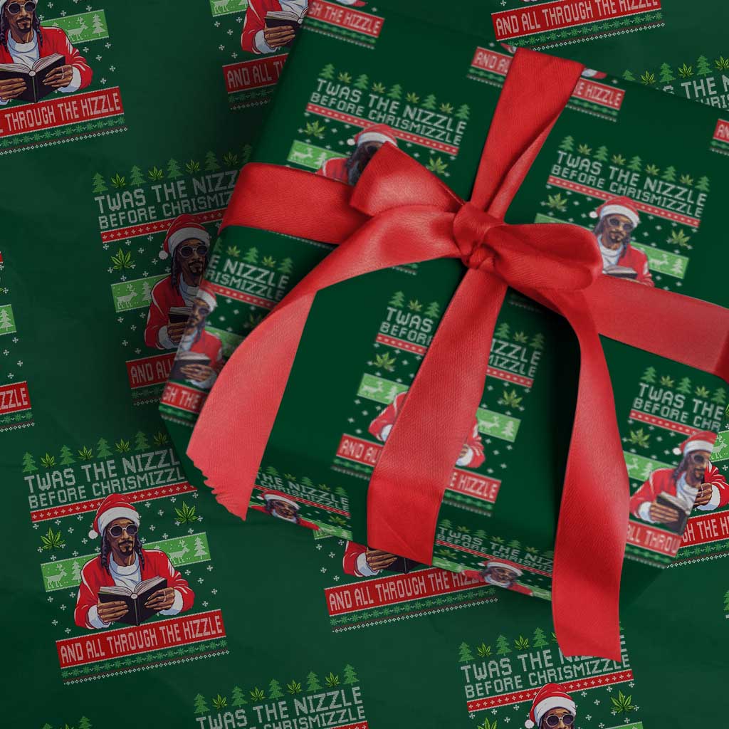 Funny Christmas Hip Hop Rap Gang Wrapping Paper Roll Twas The Nizzle Before Chrismizzle And All Through The Hizzle Weed - Wonder Print Shop