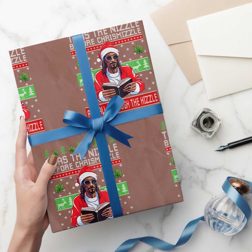Funny Christmas Hip Hop Rap Gang Wrapping Paper Roll Twas The Nizzle Before Chrismizzle And All Through The Hizzle Weed - Wonder Print Shop