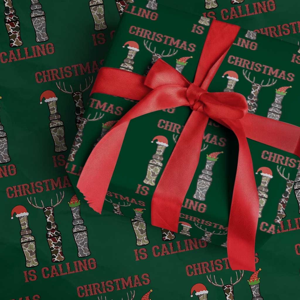 Funny Christmas Hunting Wrapping Paper Roll Christmas Is Calling Camouflage Hunting Whistle - Wonder Print Shop