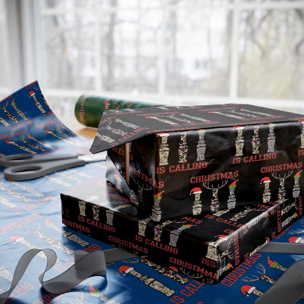 Funny Christmas Hunting Wrapping Paper Roll Christmas Is Calling Camouflage Hunting Whistle - Wonder Print Shop