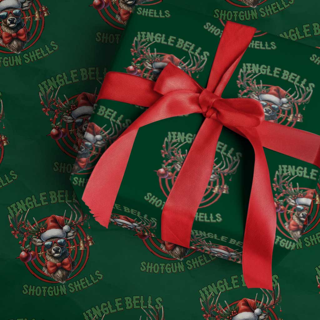 Funny Christmas Hunting Wrapping Paper Roll Jingle Bells Shotgun Shells Santa Deer - Wonder Print Shop