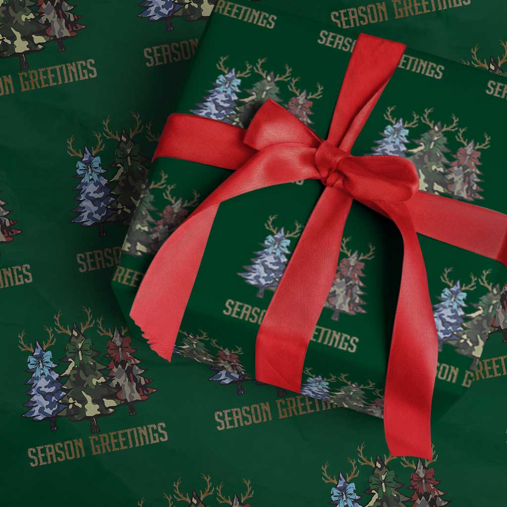 Funny Christmas Hunting Wrapping Paper Roll Season Greetings Camouflage Xmas Tree Reindeers - Wonder Print Shop