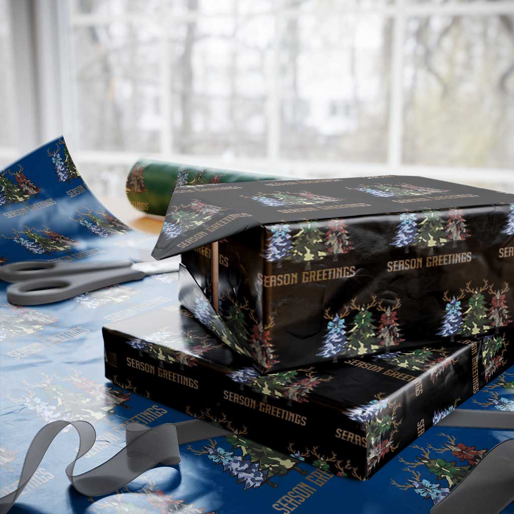 Funny Christmas Hunting Wrapping Paper Roll Season Greetings Camouflage Xmas Tree Reindeers - Wonder Print Shop