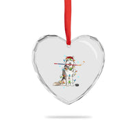Funny Christmas Husky Ice Hockey Player Holiday Gift Heart Crystal Glass Ornament - Wonder Print Shop