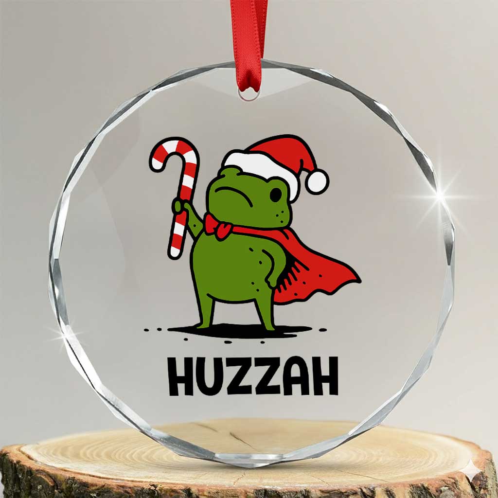 Funny Christmas Huzzah Frog Knight Meme Quote Crystal Glass Ornament - Wonder Print Shop
