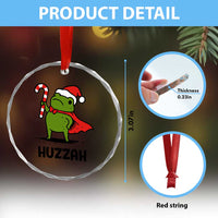 Funny Christmas Huzzah Frog Knight Meme Quote Crystal Glass Ornament - Wonder Print Shop