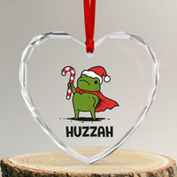 Funny Christmas Huzzah Frog Knight Meme Quote Heart Crystal Glass Ornament - Wonder Print Shop