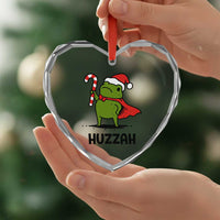 Funny Christmas Huzzah Frog Knight Meme Quote Heart Crystal Glass Ornament - Wonder Print Shop