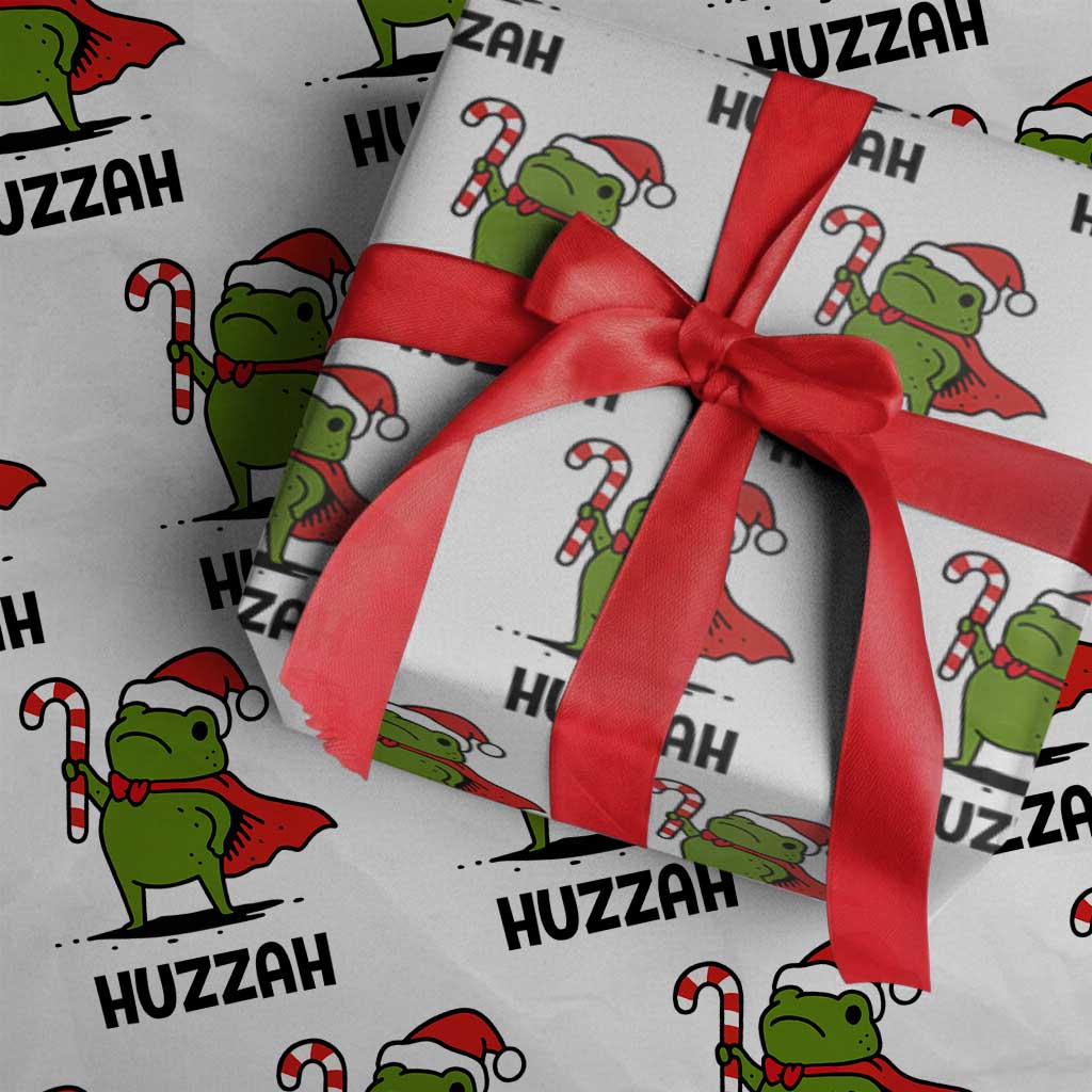 Funny Christmas Huzzah Frog Knight Meme Quote Wrapping Paper Roll - Wonder Print Shop