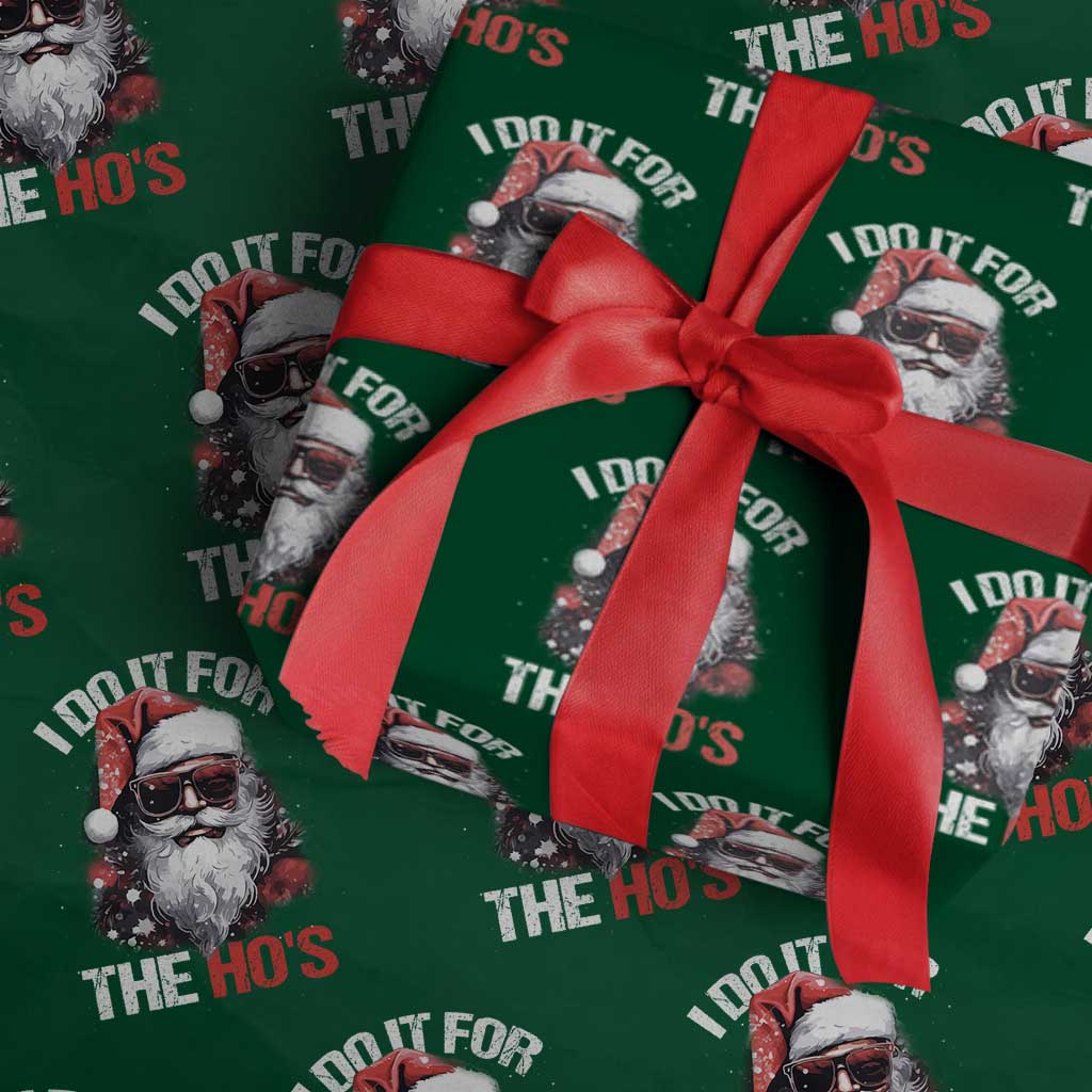 Funny Christmas I Do It For The Ho's Wrapping Paper Roll Cool Santa Face - Wonder Print Shop