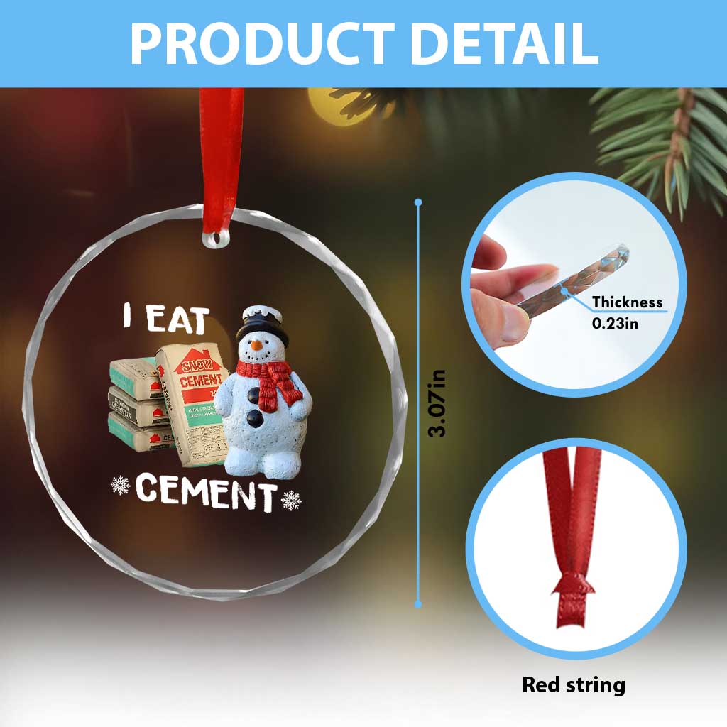 Funny Christmas I Eat Cement Crystal Glass Ornament Snowman Snow Cement Oddly Specific Dank Meme - Wonder Print Shop