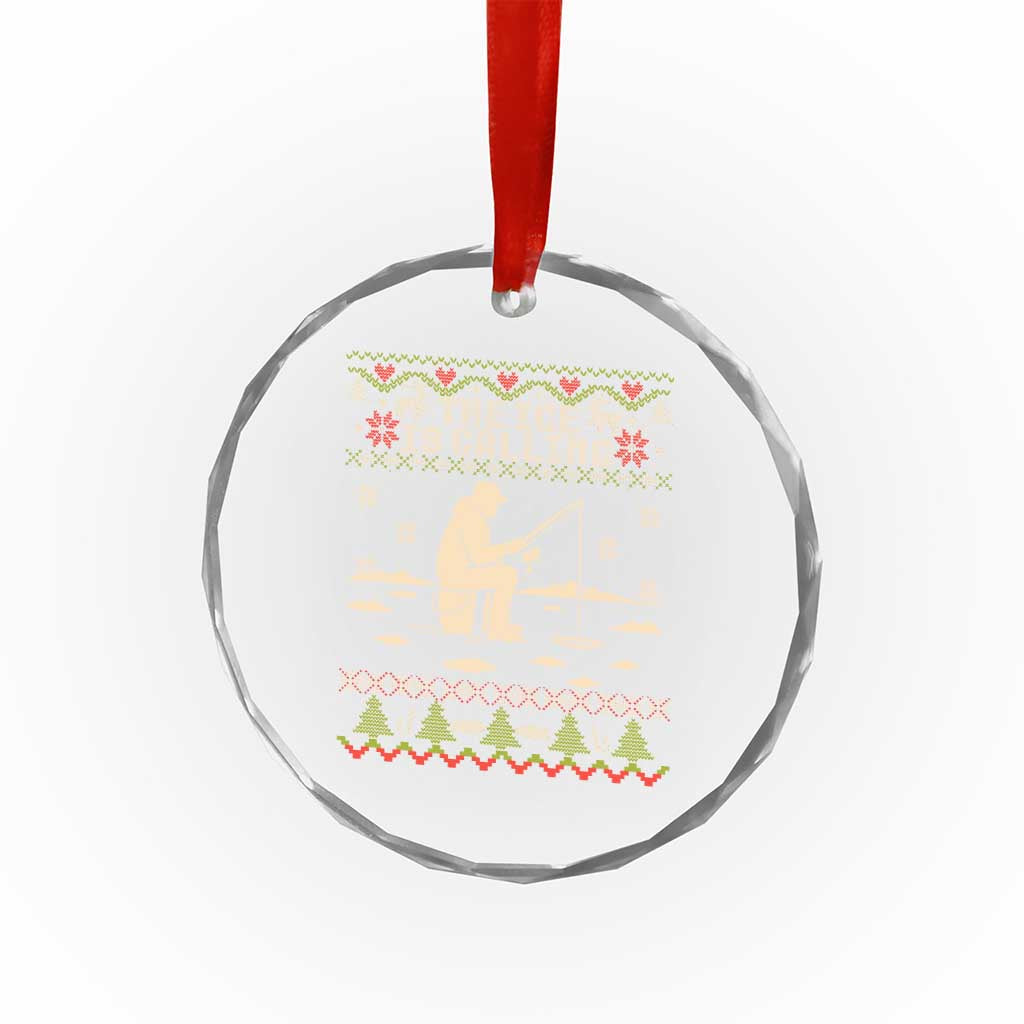 Funny Christmas Ice Fishing Crystal Glass Ornament Merry Fishmas Fish Fishing Ugly Xmas - Wonder Print Shop