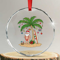 Funny Christmas In July Beach Crystal Glass Ornament Mankini Santa Summer Swimsuit Summer Holiday Vacation Graphic