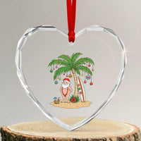 Funny Christmas In July Beach Heart Crystal Glass Ornament Mankini Santa Summer Swimsuit Summer Holiday Vacation Graphic