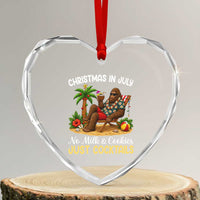 Funny Christmas In July Bigfoot Heart Crystal Glass Ornament No Milk And Cookies Just Cocktails