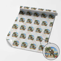 Funny Christmas In July Bigfoot Wrapping Paper Roll Tropical Vacation Graphic