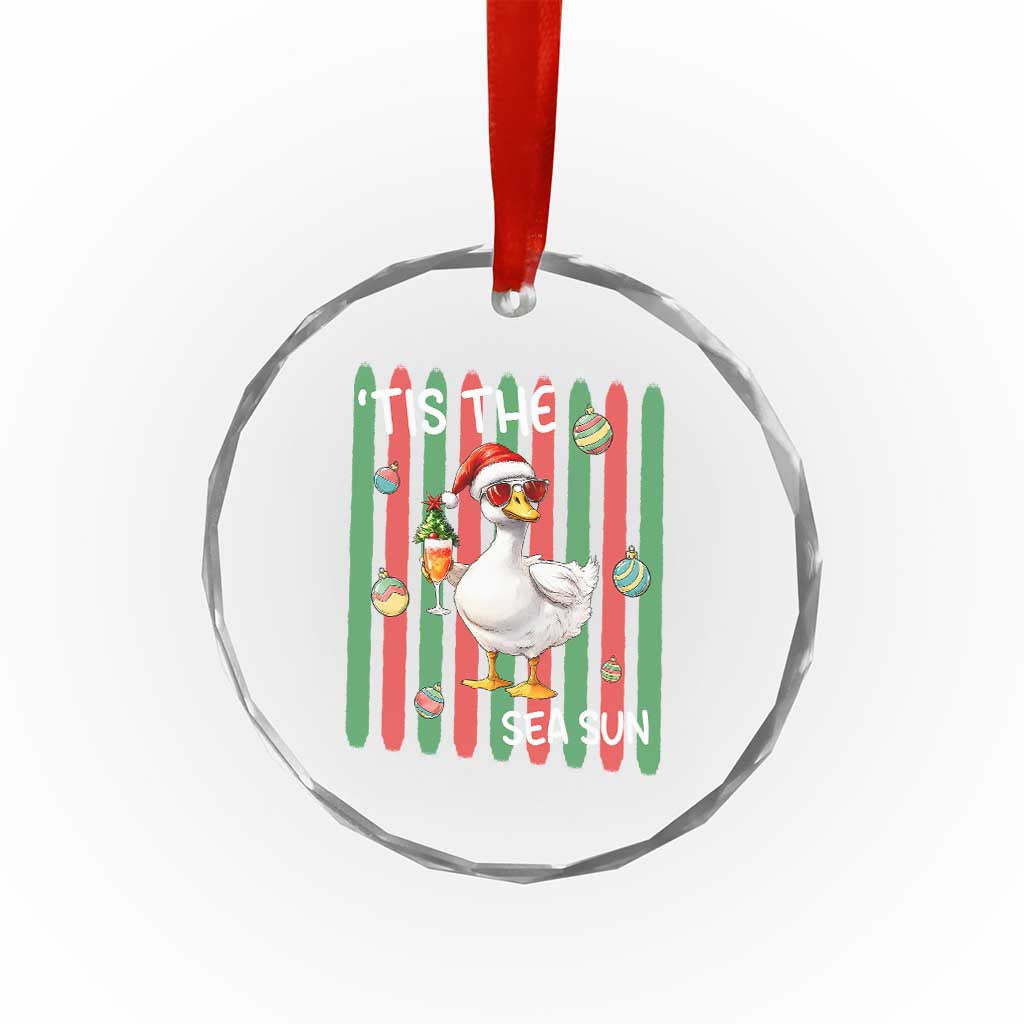 Funny Christmas In July Goose Crystal Glass Ornament Tis The Sea Sun