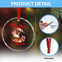 Funny Christmas In July Goose Crystal Glass Ornament Tropical Summer Beach Party