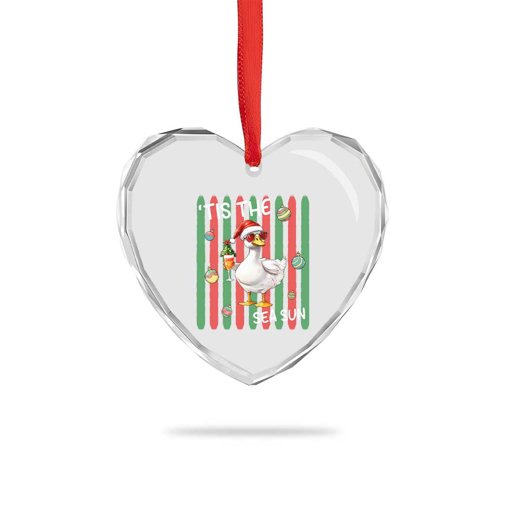 Funny Christmas In July Goose Heart Crystal Glass Ornament Tis The Sea Sun