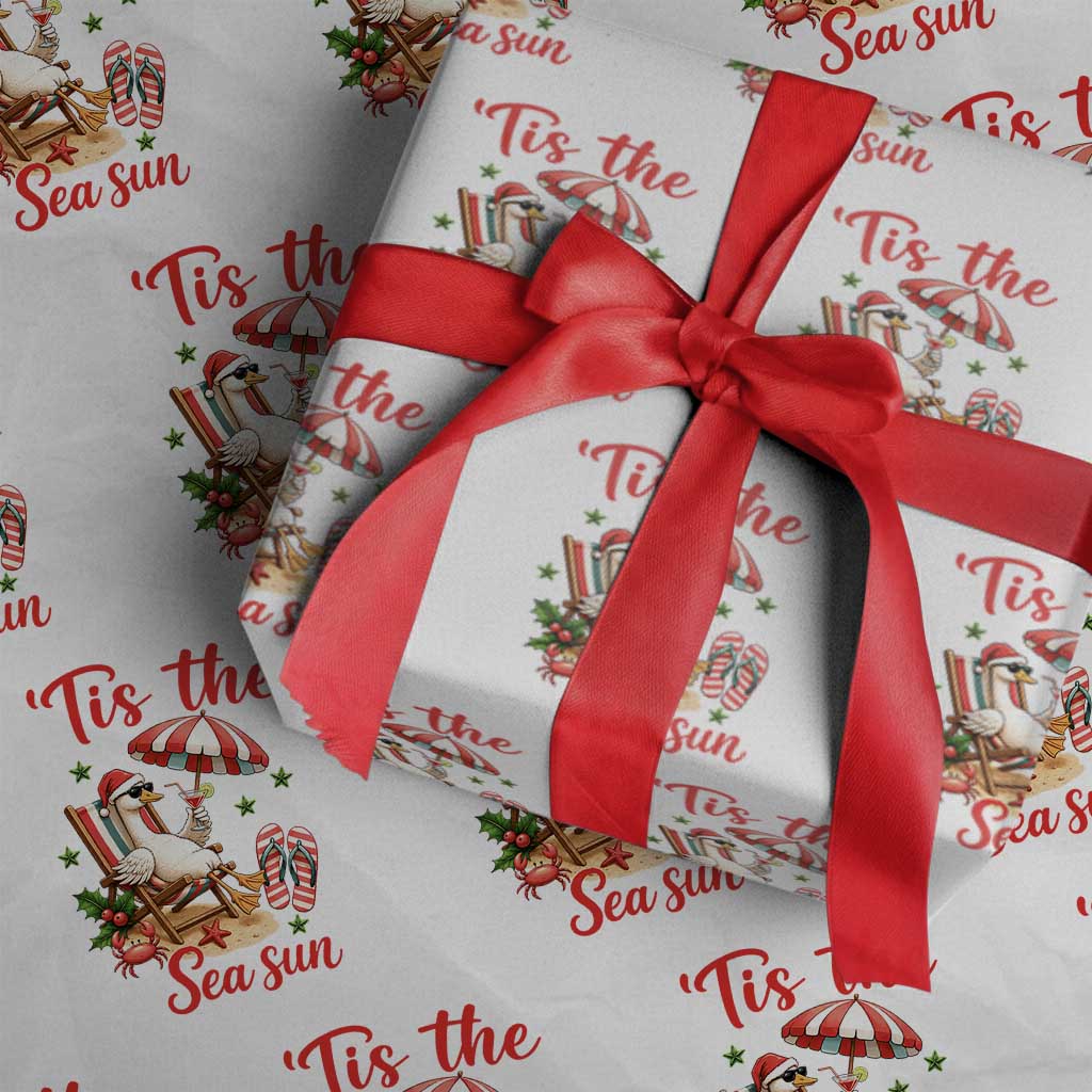 Funny Christmas In July Goose Wrapping Paper Roll Tropical Summer Beach Party