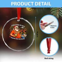 Funny Christmas in July Making Bad Decisions Crystal Glass Ornament Tropical Santa Hawaiian Summer Holiday Party