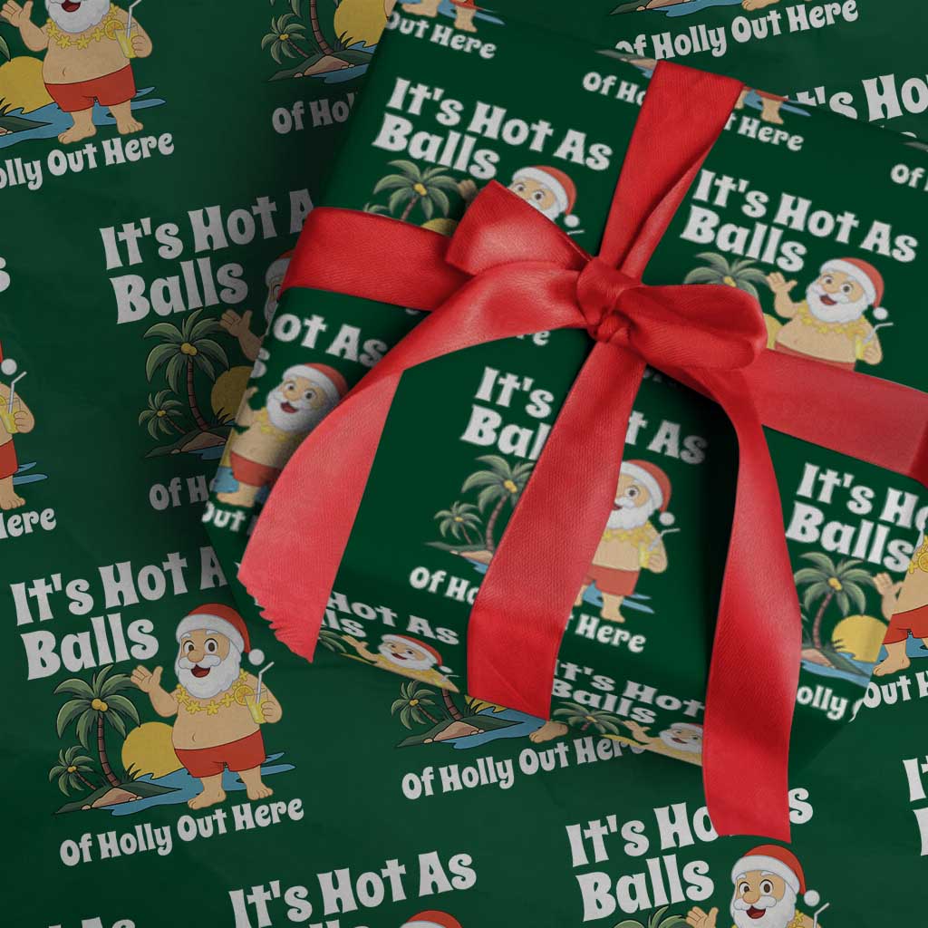 Funny Christmas In July Wrapping Paper Roll Hot As Balls Santa Summer Party - Wonder Print Shop