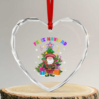 Funny Christmas In Mexico Heart Crystal Glass Ornament Feliz Navidad Sombrero Santa Xmas Tree - Wonder Print Shop