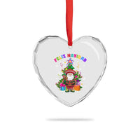 Funny Christmas In Mexico Heart Crystal Glass Ornament Feliz Navidad Sombrero Santa Xmas Tree - Wonder Print Shop