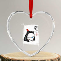 Funny Christmas Japanese Heart Crystal Glass Ornament Santa Frog Ukiyoe Art - Wonder Print Shop