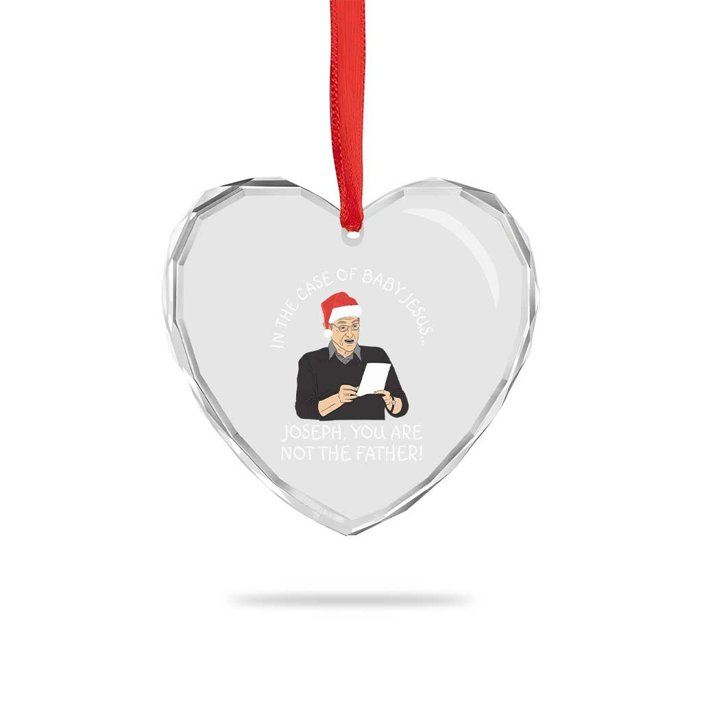 Funny Christmas Jesus Paternity Test Heart Crystal Glass Ornament Joseph You Are Not the Father Holiday Humor - Wonder Print Shop