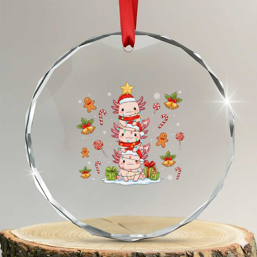 Funny Christmas Kawaii Axolotl Xmas Tree Crystal Glass Ornament - Wonder Print Shop