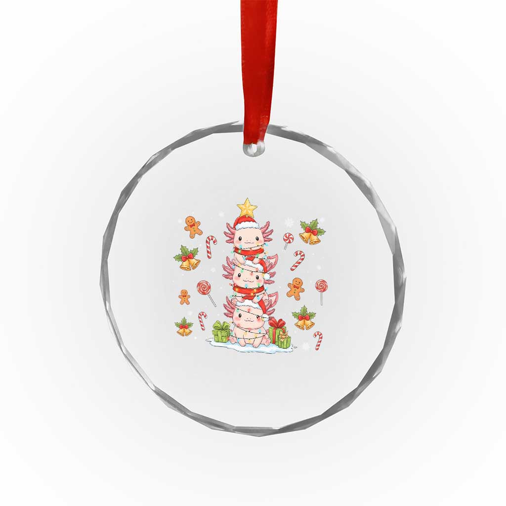 Funny Christmas Kawaii Axolotl Xmas Tree Crystal Glass Ornament - Wonder Print Shop