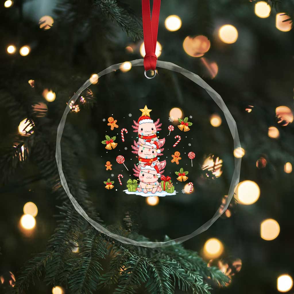 Funny Christmas Kawaii Axolotl Xmas Tree Crystal Glass Ornament - Wonder Print Shop
