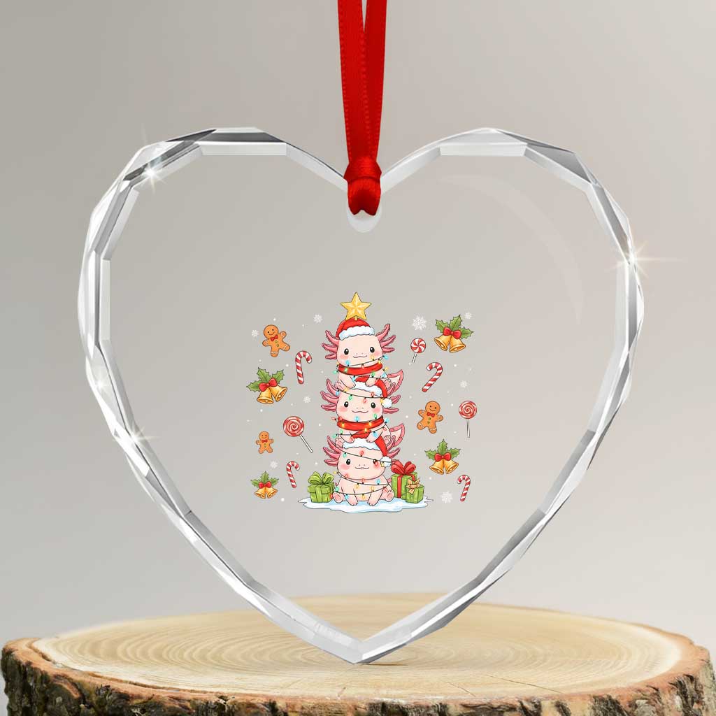 Funny Christmas Kawaii Axolotl Xmas Tree Heart Crystal Glass Ornament - Wonder Print Shop