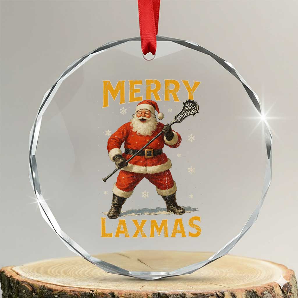 Funny Christmas Lacrosse Crystal Glass Ornament Merry Laxmas Santa Lax Player - Wonder Print Shop