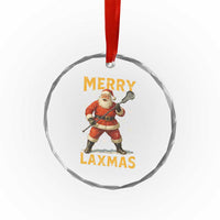 Funny Christmas Lacrosse Crystal Glass Ornament Merry Laxmas Santa Lax Player - Wonder Print Shop