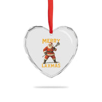 Funny Christmas Lacrosse Heart Crystal Glass Ornament Merry Laxmas Santa Lax Player - Wonder Print Shop