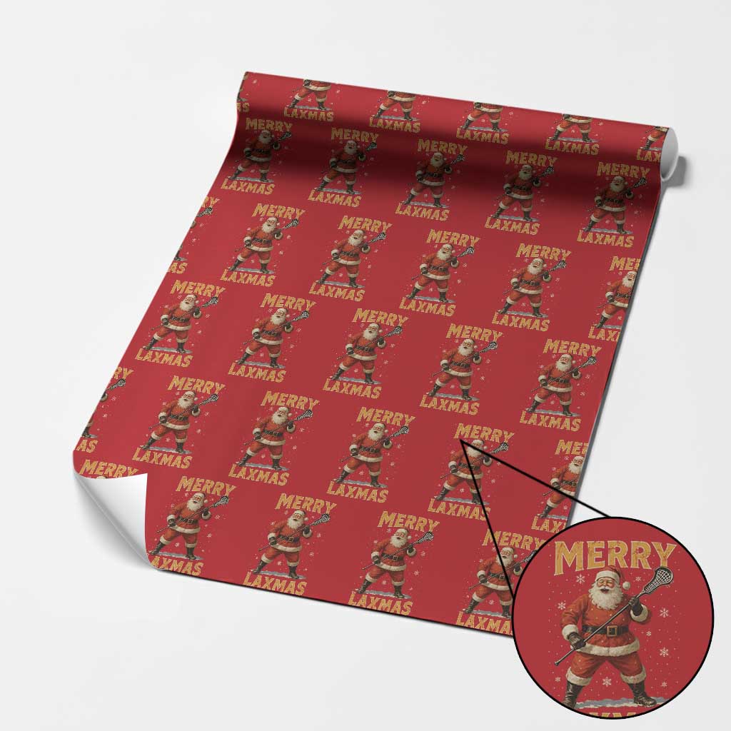 Funny Christmas Lacrosse Wrapping Paper Roll Merry Laxmas Santa Lax Player - Wonder Print Shop