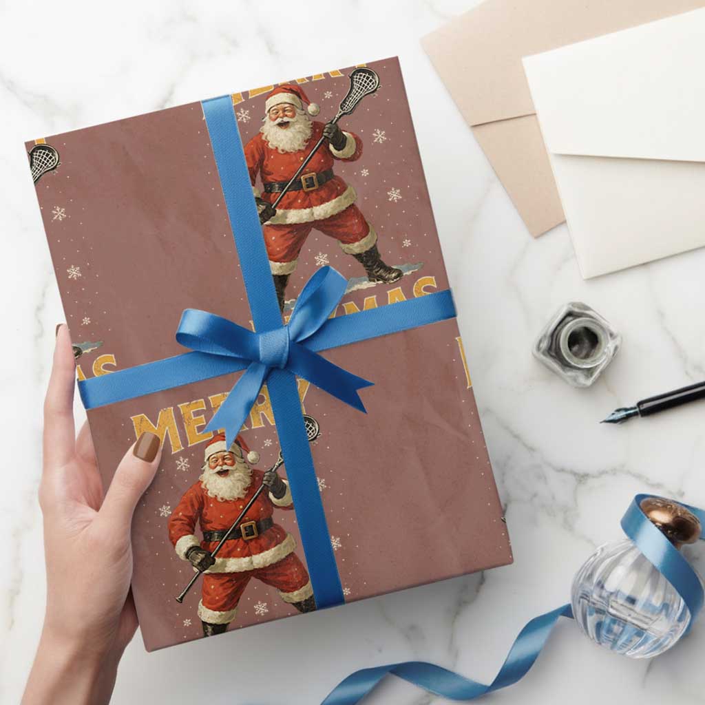 Funny Christmas Lacrosse Wrapping Paper Roll Merry Laxmas Santa Lax Player - Wonder Print Shop
