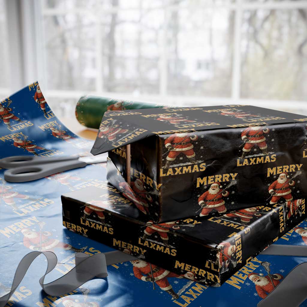 Funny Christmas Lacrosse Wrapping Paper Roll Merry Laxmas Santa Lax Player - Wonder Print Shop