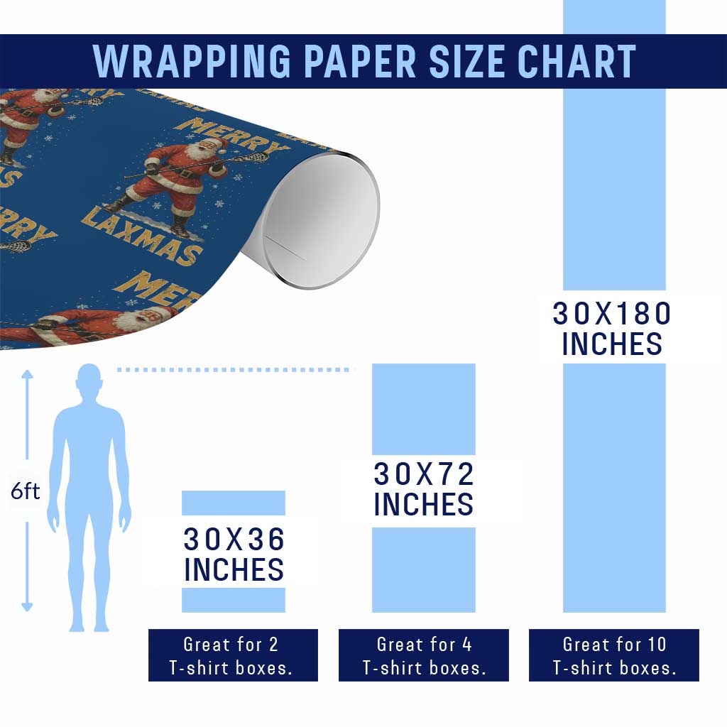 Funny Christmas Lacrosse Wrapping Paper Roll Merry Laxmas Santa Lax Player - Wonder Print Shop