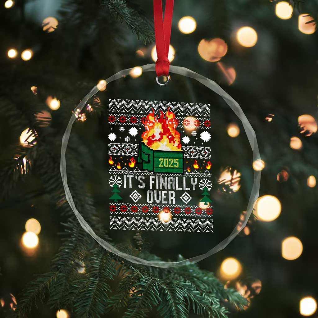 Funny Christmas Lil Dumpster Fire Crystal Glass Ornament It Is Finally Over 2025 - Wonder Print Shop
