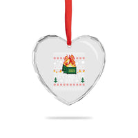 Funny Christmas Lil Dumpster Fire Heart Crystal Glass Ornament It Is Finally Over 2025 - Wonder Print Shop