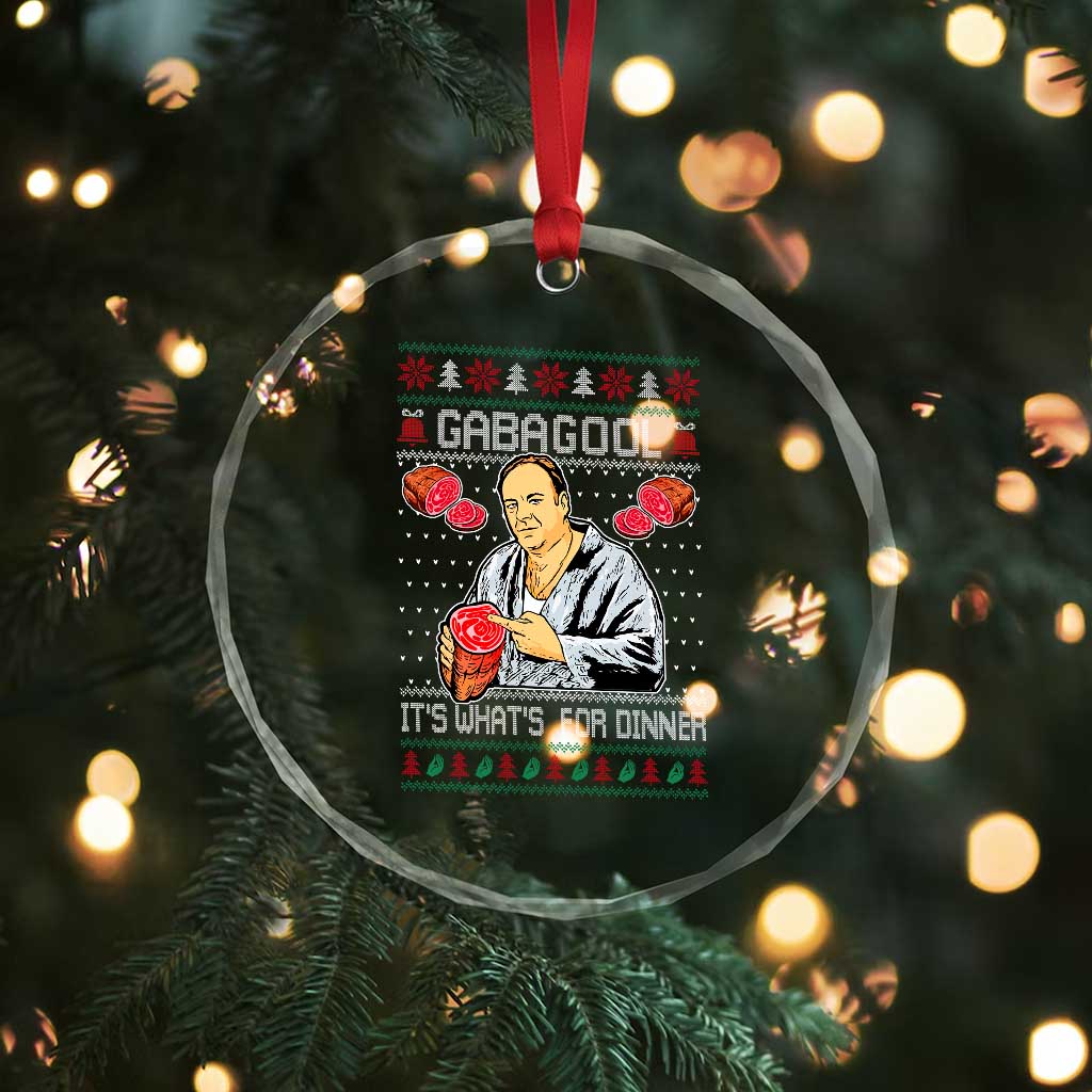 Funny Christmas Mafia Crystal Glass Ornament Gabagool It Is Whats For Dinner Gangster Movie - Wonder Print Shop