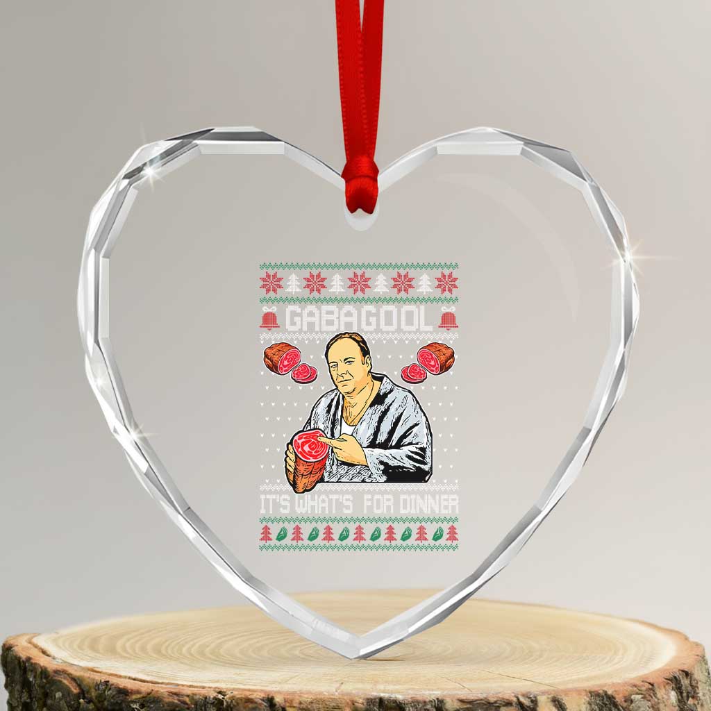 Funny Christmas Mafia Heart Crystal Glass Ornament Gabagool It Is Whats For Dinner Gangster Movie - Wonder Print Shop