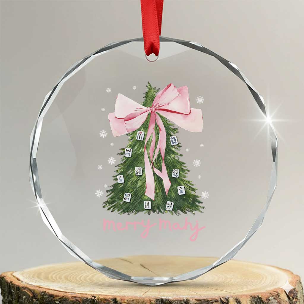 Funny Christmas Mahjong Crystal Glass Ornament Merry Mahj Xmas Tree Gambling Chinese Game - Wonder Print Shop