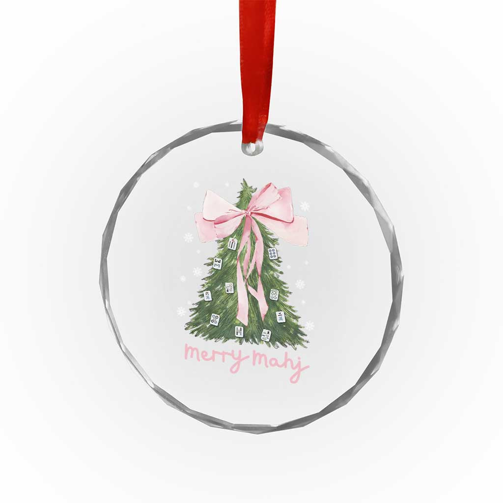 Funny Christmas Mahjong Crystal Glass Ornament Merry Mahj Xmas Tree Gambling Chinese Game - Wonder Print Shop