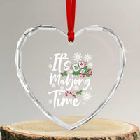 Funny Christmas Mahjong Heart Crystal Glass Ornament It Is Mahjong Time Gambling Xmas Chinese Game - Wonder Print Shop