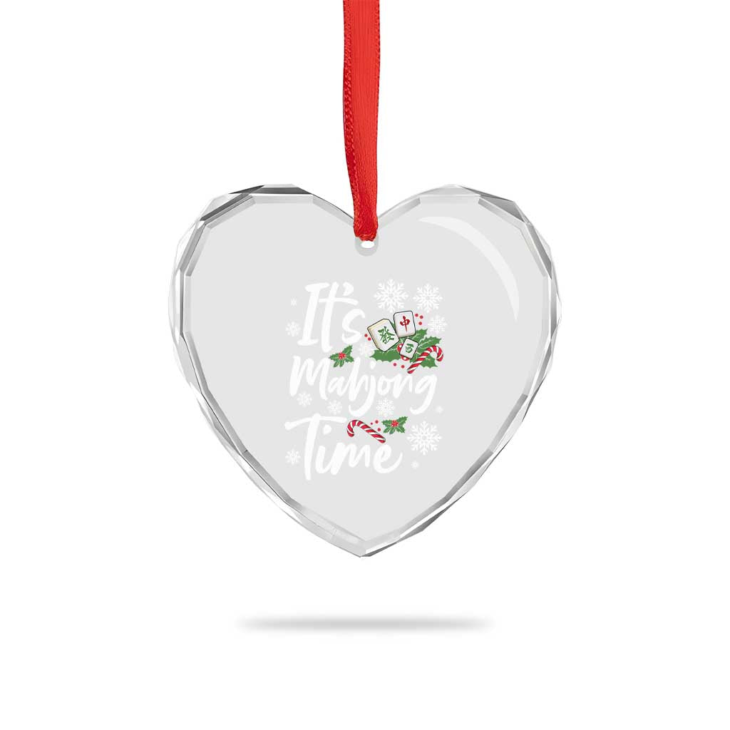 Funny Christmas Mahjong Heart Crystal Glass Ornament It Is Mahjong Time Gambling Xmas Chinese Game - Wonder Print Shop